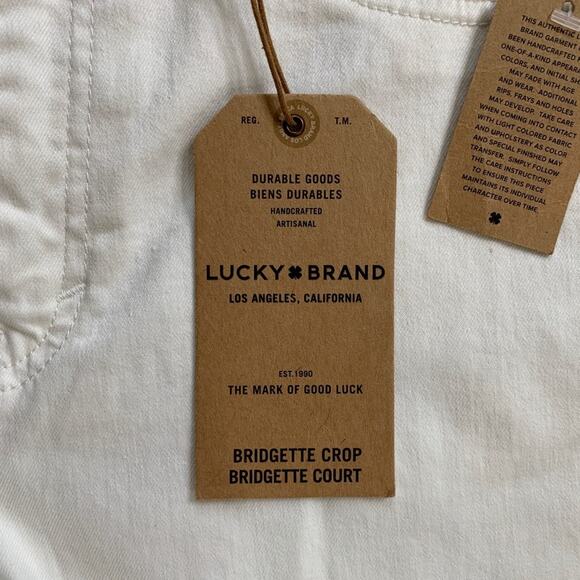 Lucky Brand Jeans Womens 8 White Denim Bridgette Crop High Rise Cut Off Hem - Picture 7 of 13